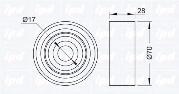 IPD 15-0985 Deflection/Guide Pulley, v-ribbed belt